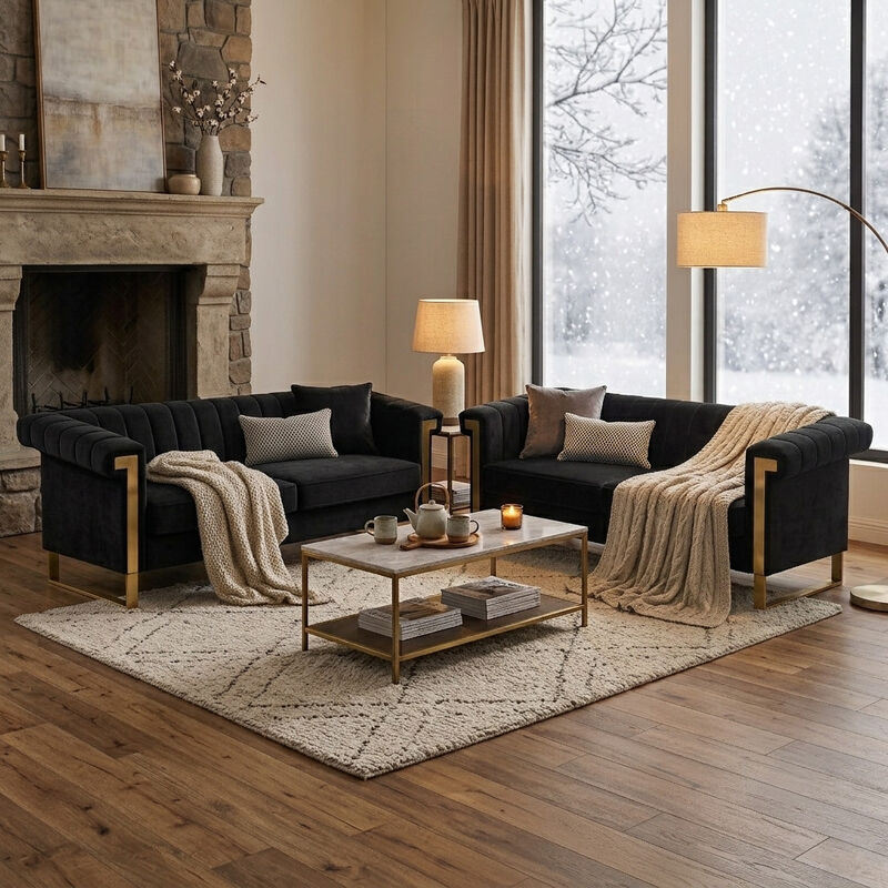 Satwud Luxury Velvet Sofa Set image number 2