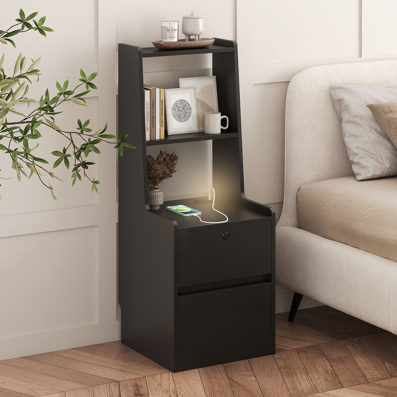 Streamdale Smart Storage Cabinet w/ Charging & LED Night Light