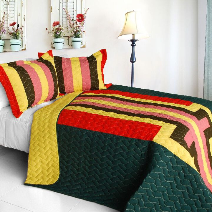3-Piece Quilted Patchwork Quilt Set Lightweight Cozy Bedding
