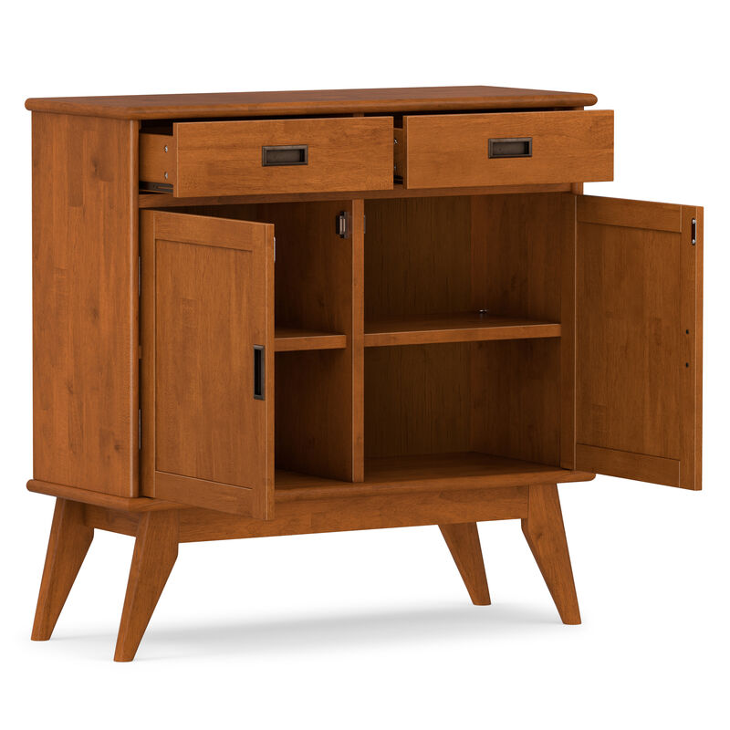 Draper SOLID HARDWOOD 36 inch Wide Mid Century Modern Entryway Storage Cabinet in Teak Brown image number 4