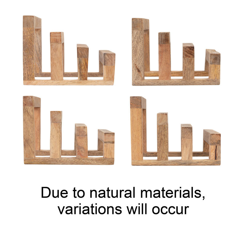 6 Inches Mango Wood Cutting Board Stand with 3 Sections for Kitchen, Natural image number 7