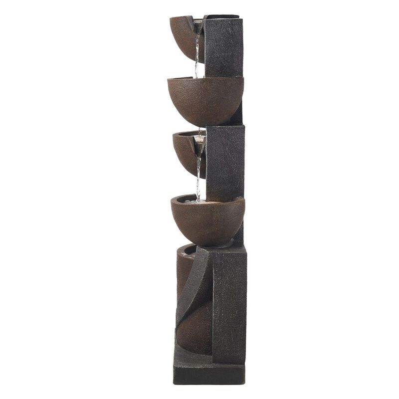 5-Tier Outdoor Water Fountain with LED Lights, Jar Cascading Garden Fountain image number 8