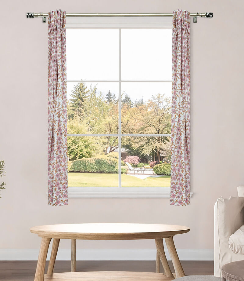 Fabdivine 42x54 Inch Floral Block Print Curtain Lightweight Linen Fabric for Elegant Home D&eacute;cor, Saanjh image number 1