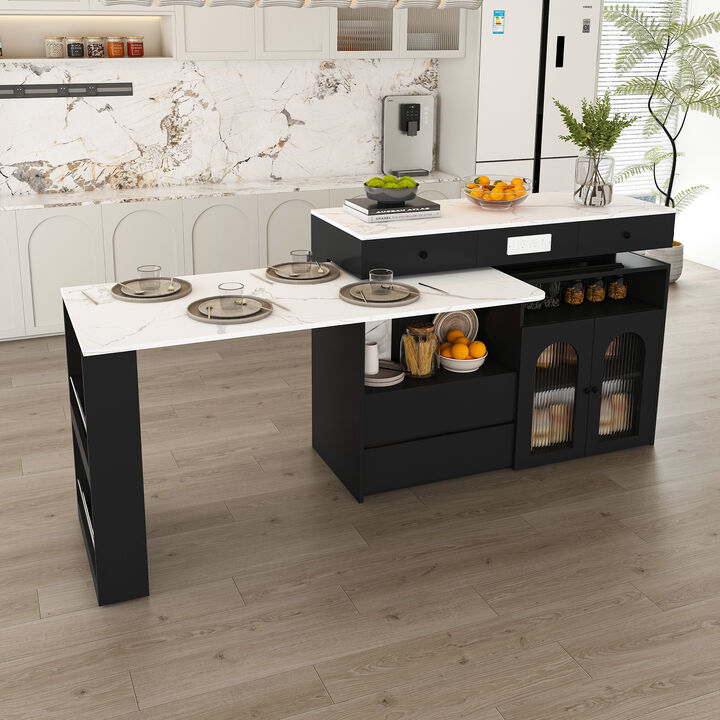 Gokdun Kitchen Island with Table