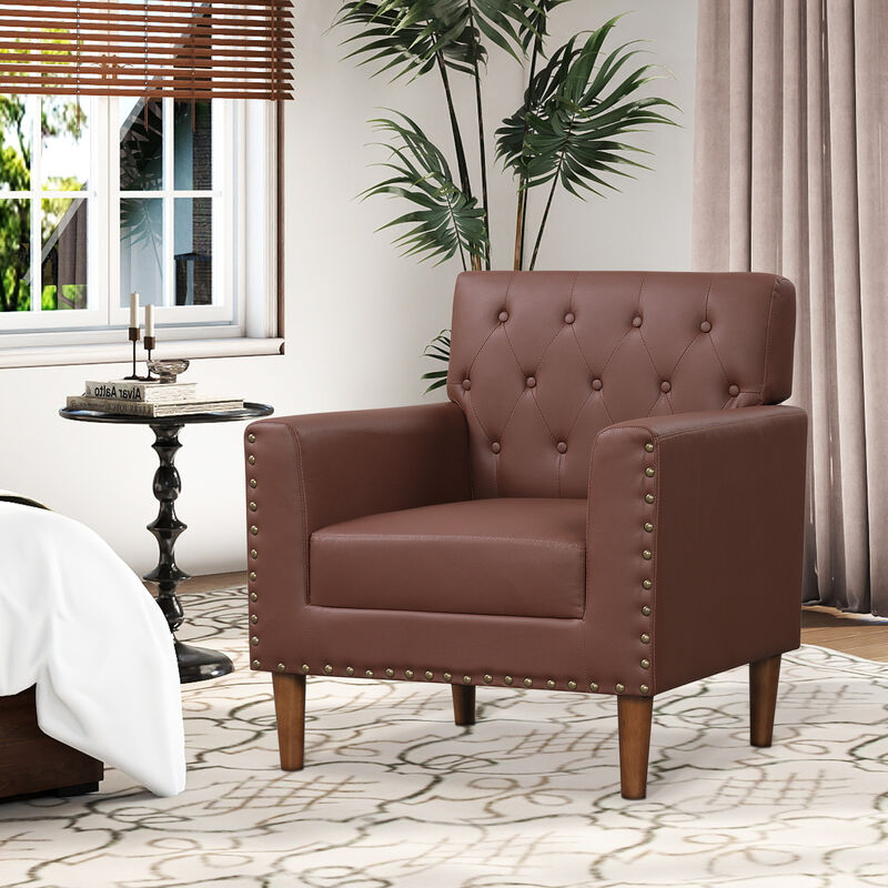 Modern Accent Chair Mid Century Design with Button Tufted Rivets image number 1