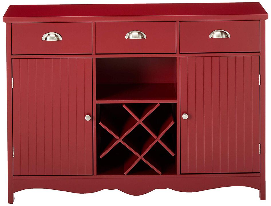 Kings Brand Furniture Buffet Server Console Table With Wine Storage, Red Finish