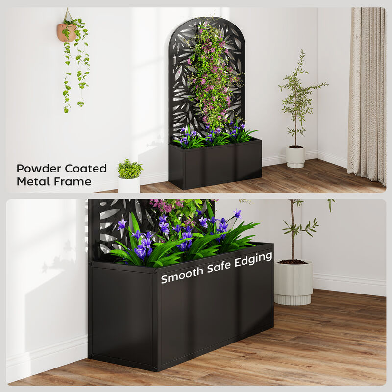Hivvago Metal Planter Box with Trellis for Garden, Patio, or Balcony image number 6