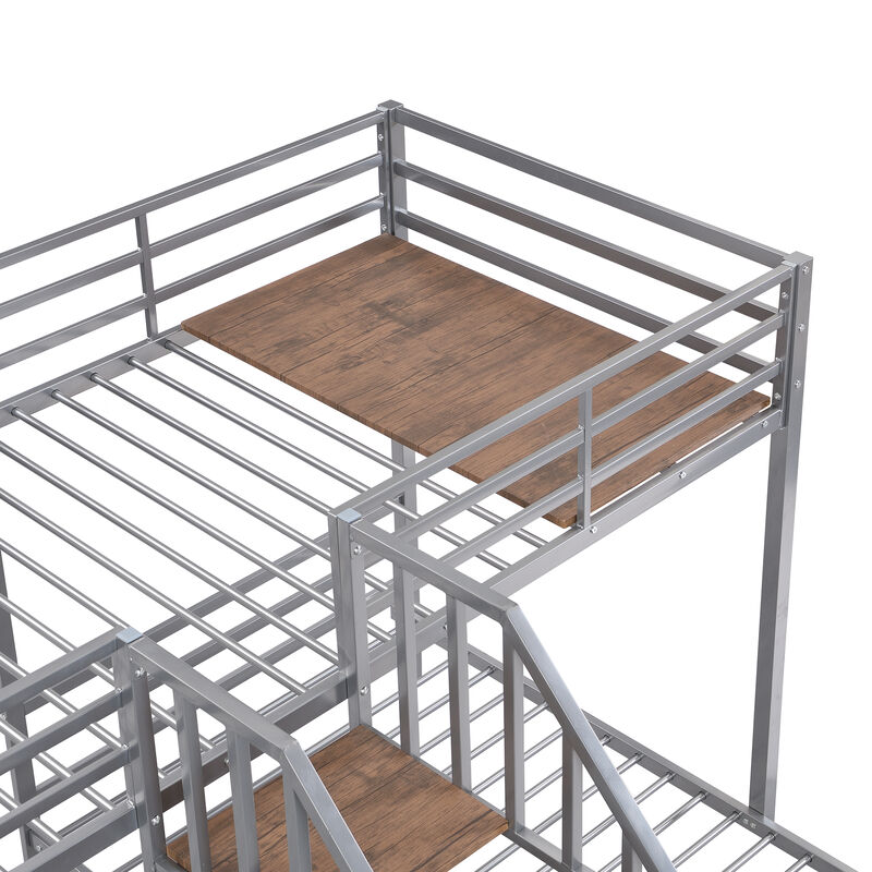 Merax Triple Bunk Bed with Storage Shelves