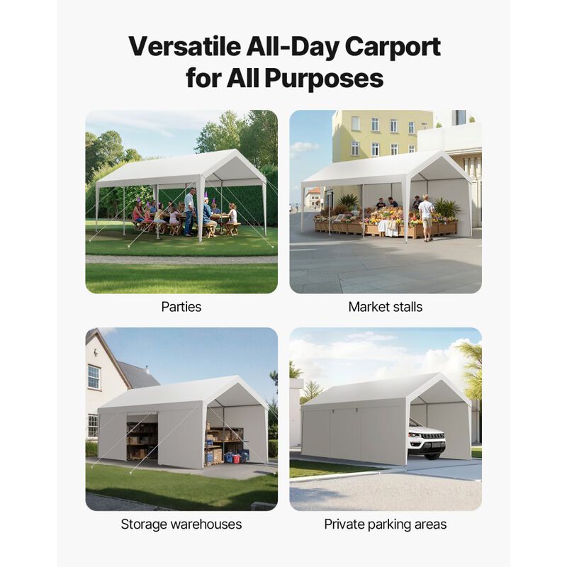 Portable Carport Canopy with Removable Sidewalls UV and Water Resistant Shelter image number 7