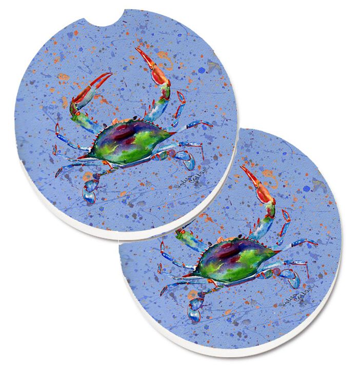 Caroline's Treasures Crab Set of 2 Cup Holder Car Coasters 8457CARC, 2.56, Multicolor