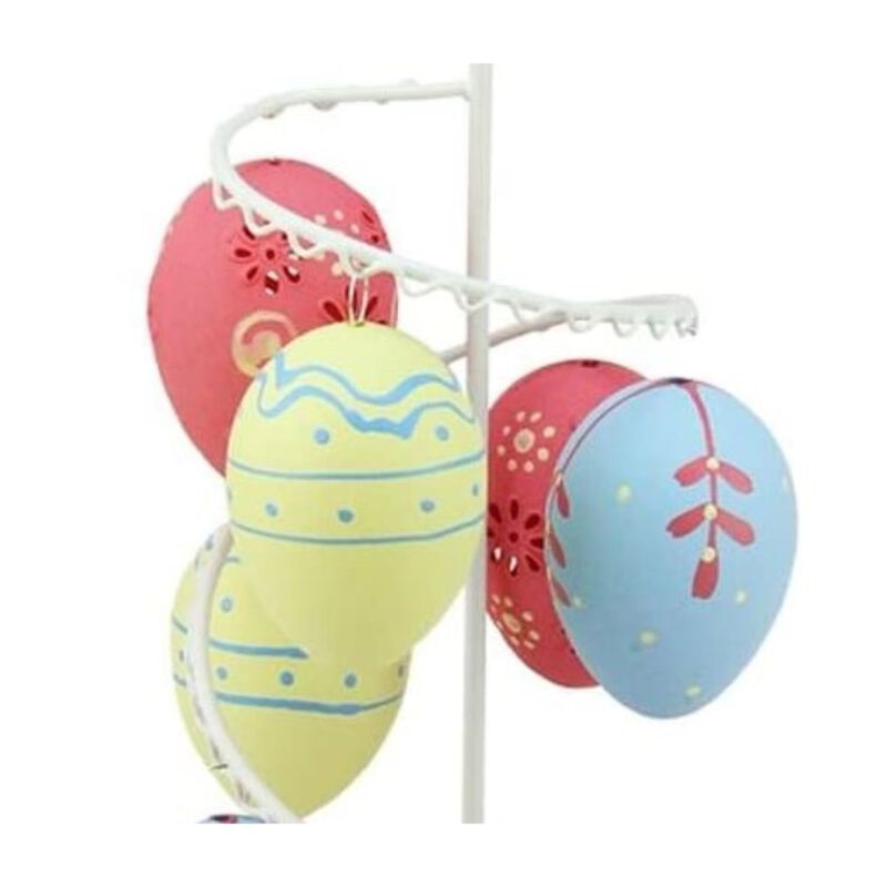 14.25" White and Pink Floral Cut Out Easter Egg Tree Tabletop Decor