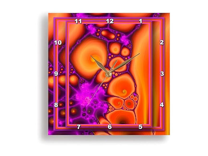 Dancing Hippie Chick Retro Flower Wall Clock 15 Inch Orange Home Decor image number 1