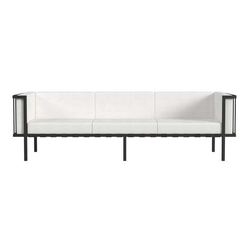 Butler Specialty Norway Outdoor Patio Sofa with Cushions, Black and White
