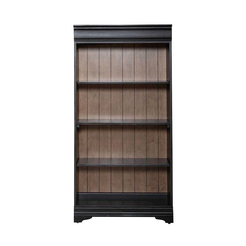 Liberty Furniture Meritage 60 Inch Bookcase for Home Office - Aged Charcoal w/ Rub Thru & Caramel image number 0