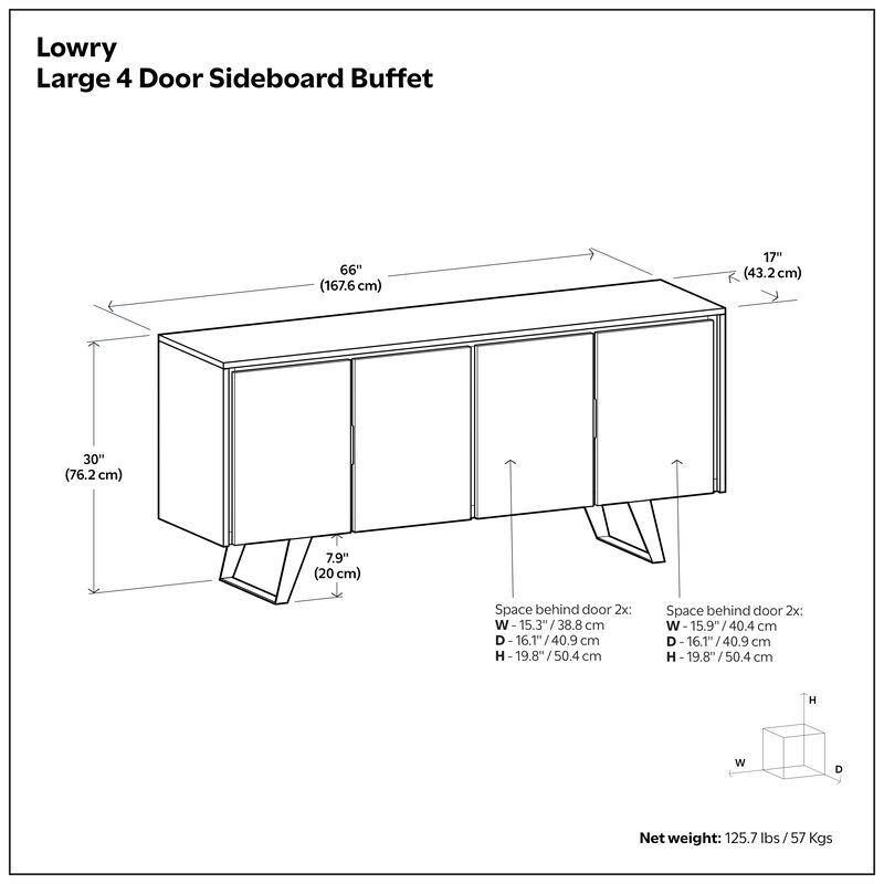 Simpli Home Lowry Large 4 Door Sideboard Buffet image number 5