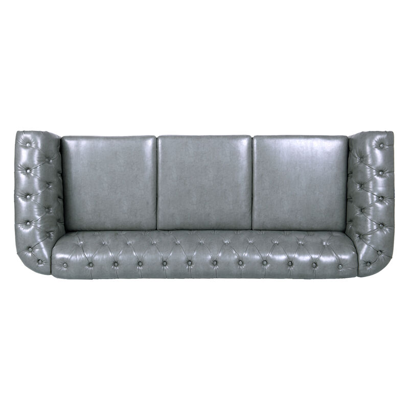 Rolled Arm Chesterfield 3 Seater Sofa. image number 8