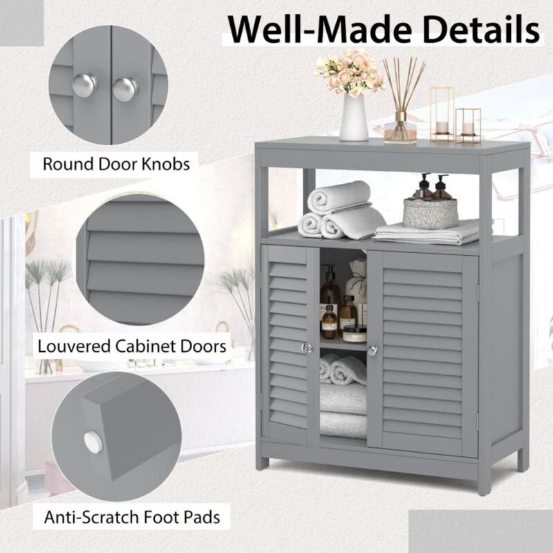 Freestanding Bathroom Floor Cabinet with Double Shutter Doors image number 6