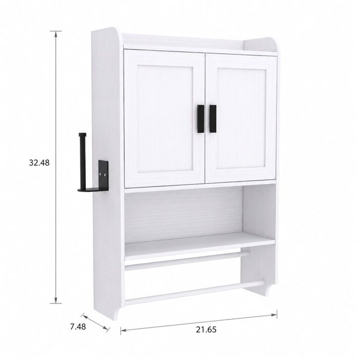 ELEMENT ACE Wall Mounted Bathroom Cabinet with Doors, Adjustable Shelf, Towel Bar, Paper Holder, Over Toilet Medicine Organizer