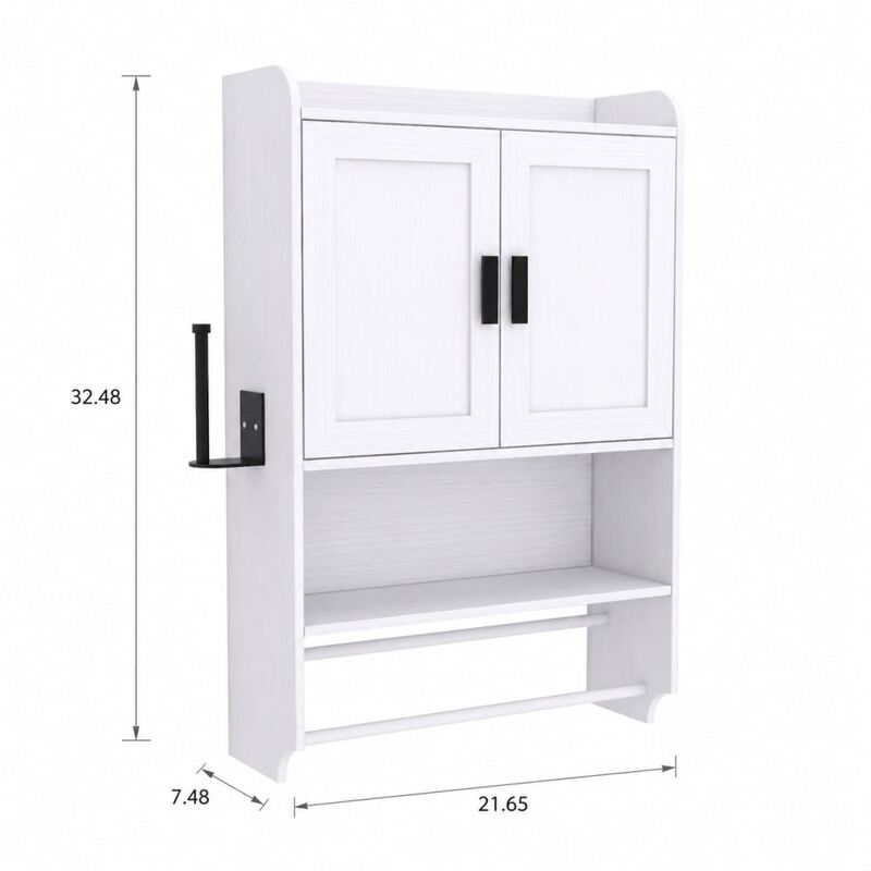 ELEMENT ACE Wall Mounted Bathroom Cabinet with Doors, Adjustable Shelf, Towel Bar, Paper Holder, Over Toilet Medicine Organizer image number 1