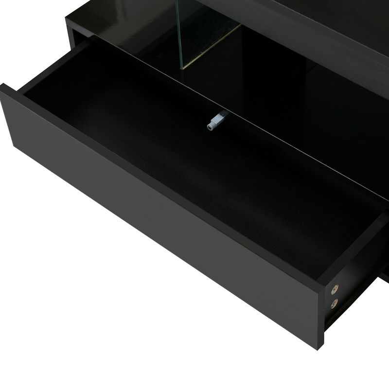 Merax Modern Center Table LED Coffee Table with Storage