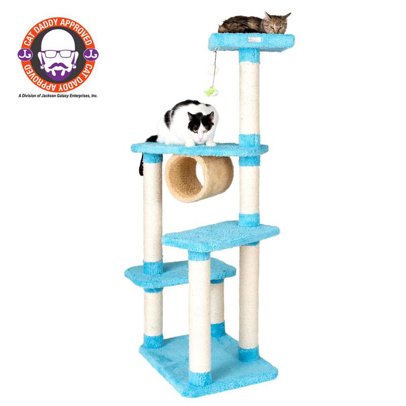 Armarkat Real Wood Cat Climber, Cat Junggle Tree With Platforms,Skyblue