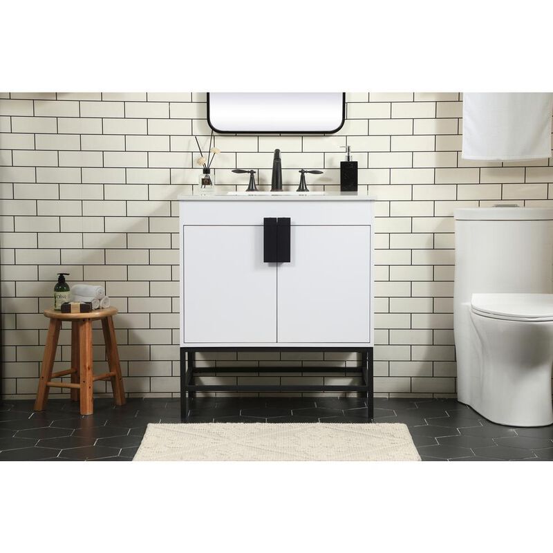 Elegant Kitchen and Bath 30 inch Single bathroom vanity in white
