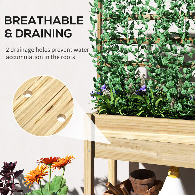 Hivvago Wooden Trellis Planter Box for Flowers and Herbs image number 5