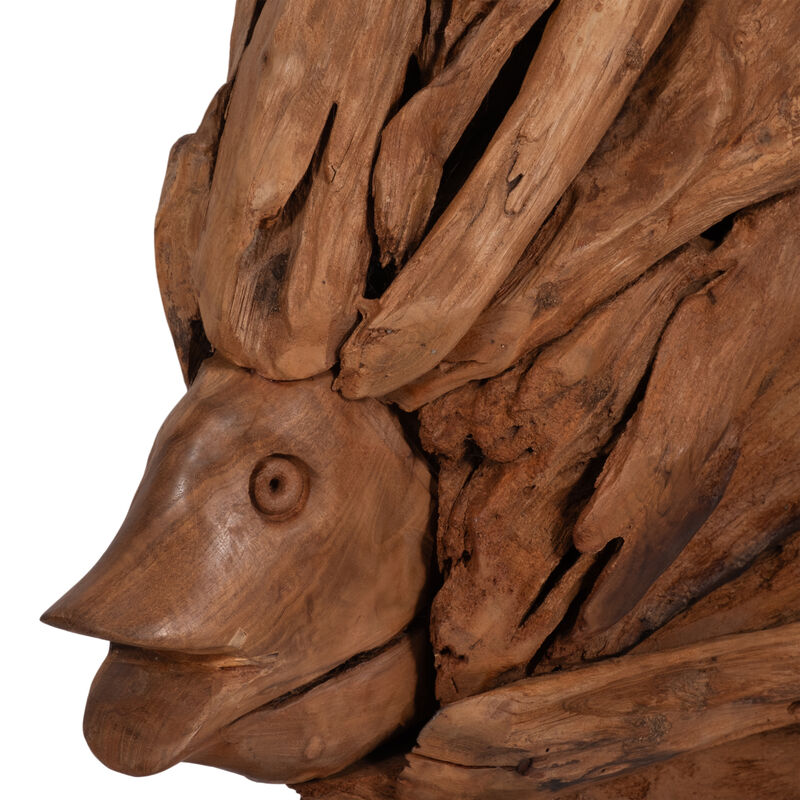 30" Teak Wood Fish On Stand, Light Natural image number 3