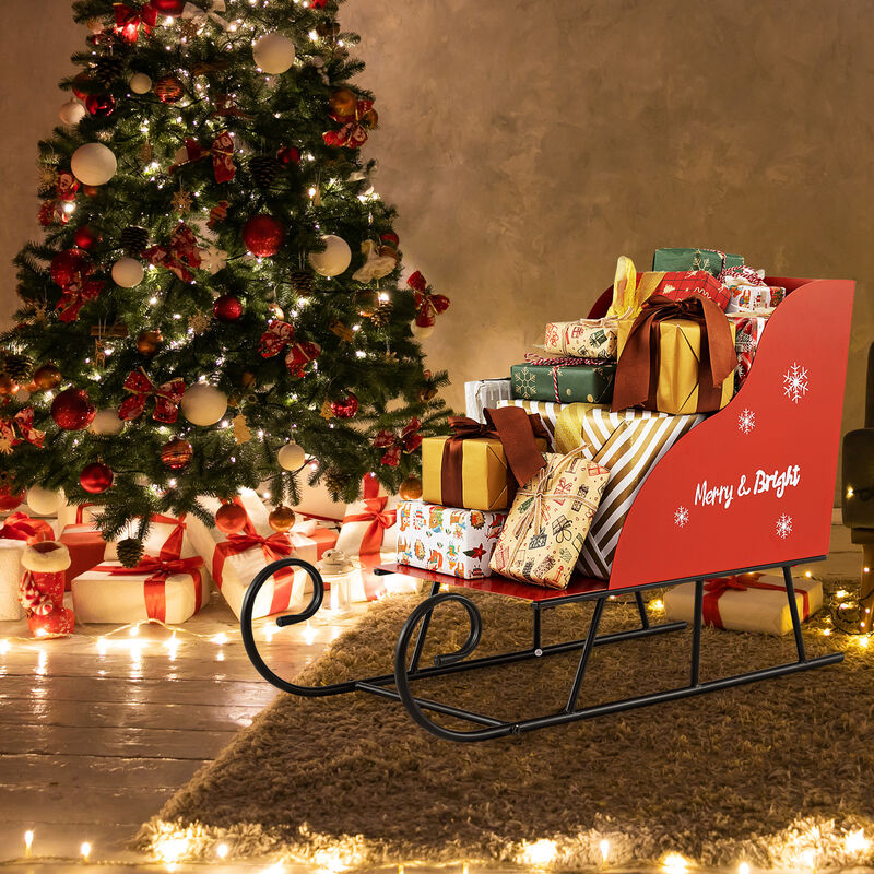 Christmas Santa Sleigh Basket with Metal Frame for Gift Storage and Decor image number 1