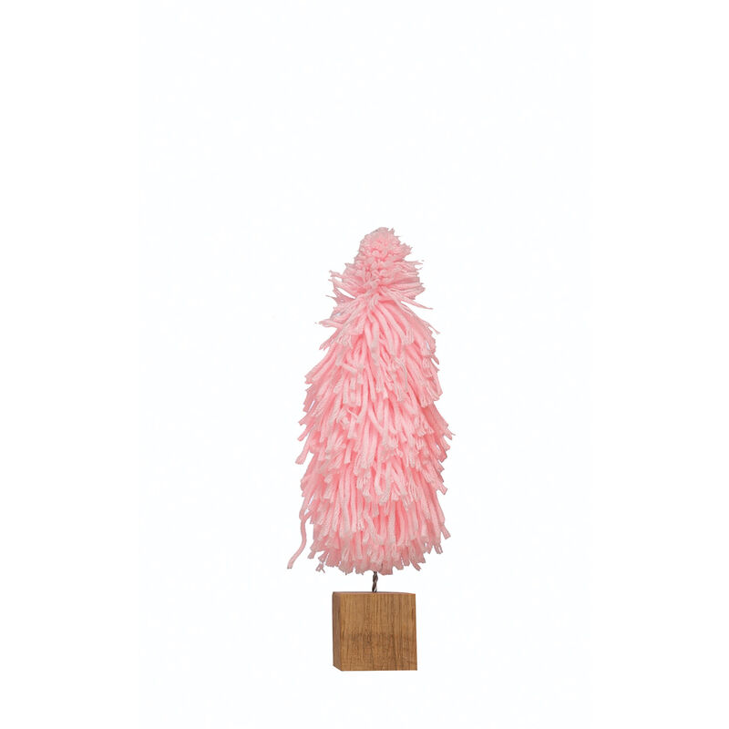 Fabric Yarn Tree with Wood Block Base, Pink image number 0