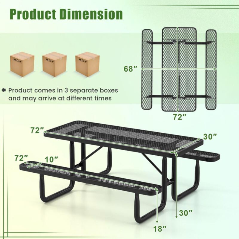Hivvago Outdoor Picnic Table and Bench Set for 8 Person with Seats and Mesh Grid