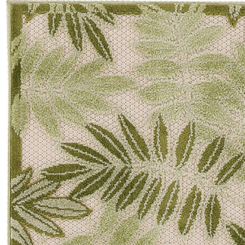 HomeRoots 8' Ivory And Green Palm Leaf Indoor Outdoor Runner Rug image number 2