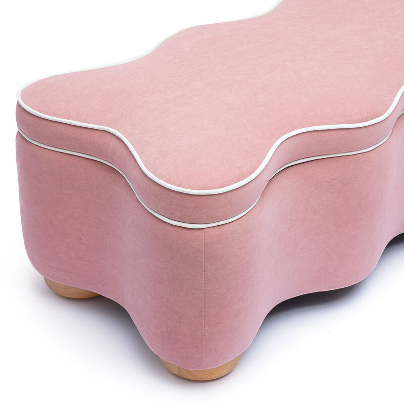 Thalia Pink Performance Velvet Storage Bench image number 4