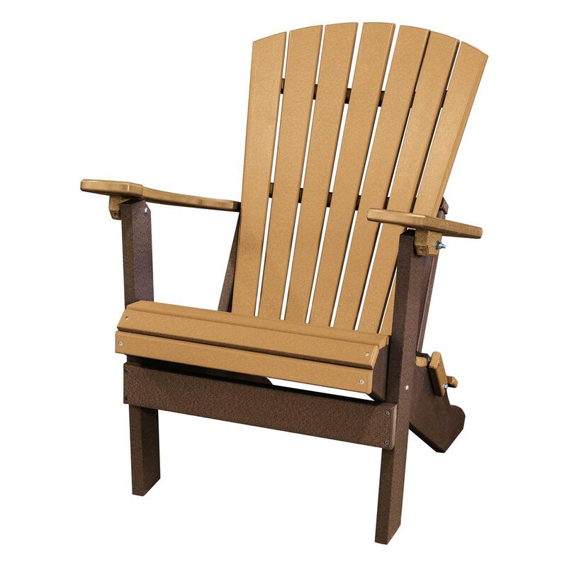 American Furniture Classics Fan Back Folding Adirondack Chair Made in the USA- Cedar, Tudor Brown