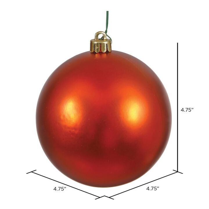 Vickerman 4.75" Burnished Orange Matte Ball Ornament, 4 per Bag
