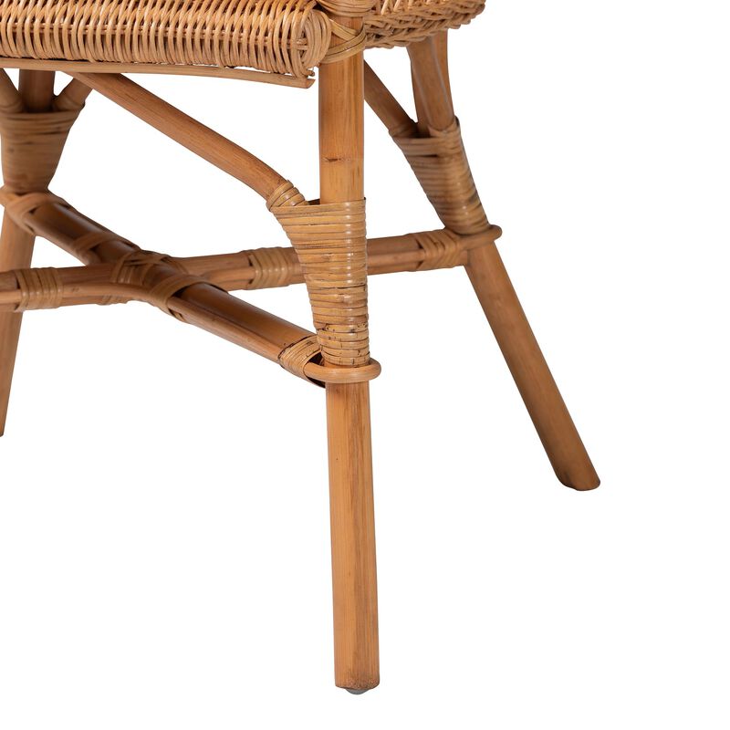 bali & pari Abigale Natural Rattan Dining Chair - Handwoven Wicker Accent Chair with Arms and Openwork Frame for Kitchen or Dining Room image number 5
