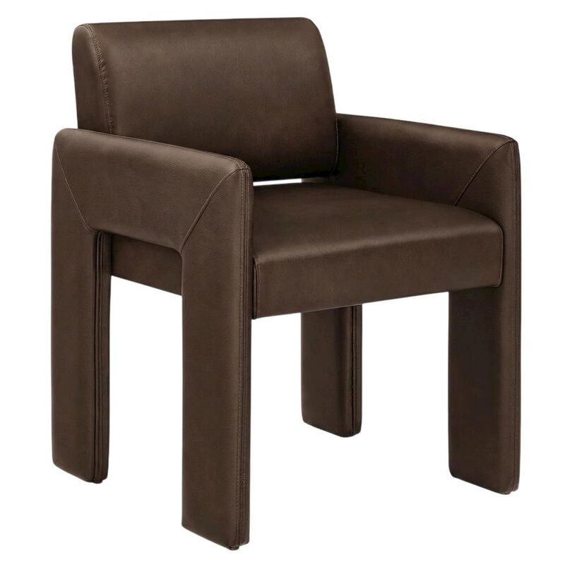 Vegan Leather Upholstered Dining Armchair for Kitchen and Dining Rooms, Espresso image number 1