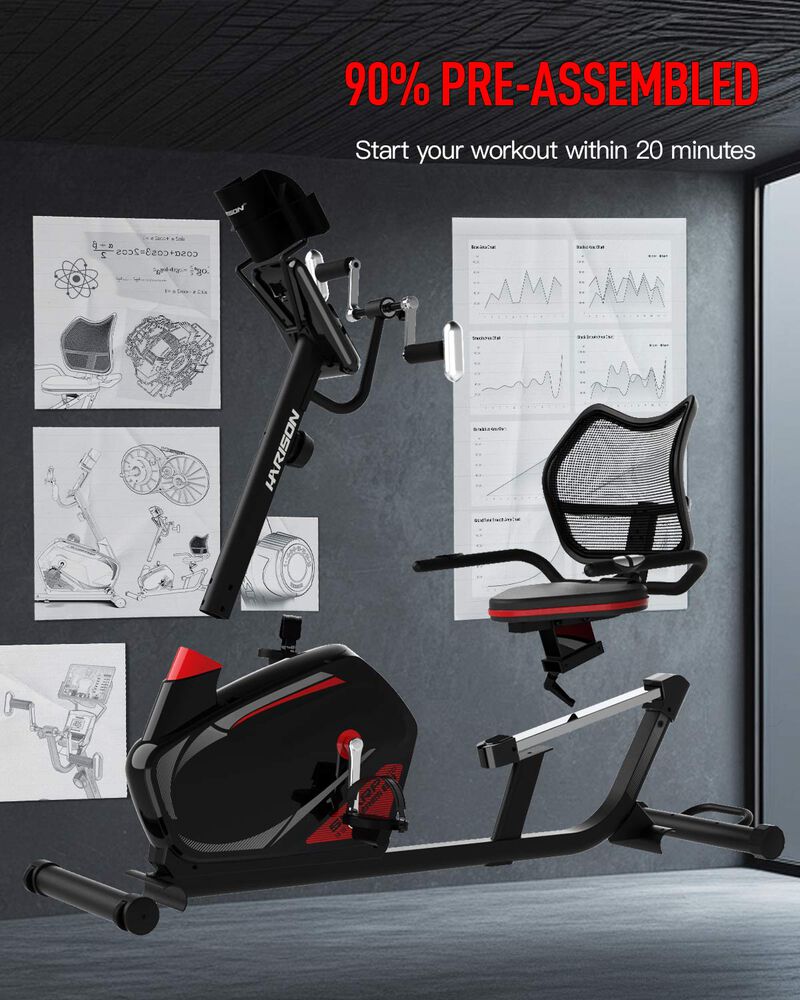 HARISON Magnetic Exercise Bike with Arm Exerciser, 400LB Recumbent Bike, Bluetooth App, LCD & Tablet Holder (HR-B8ARE) image number 4