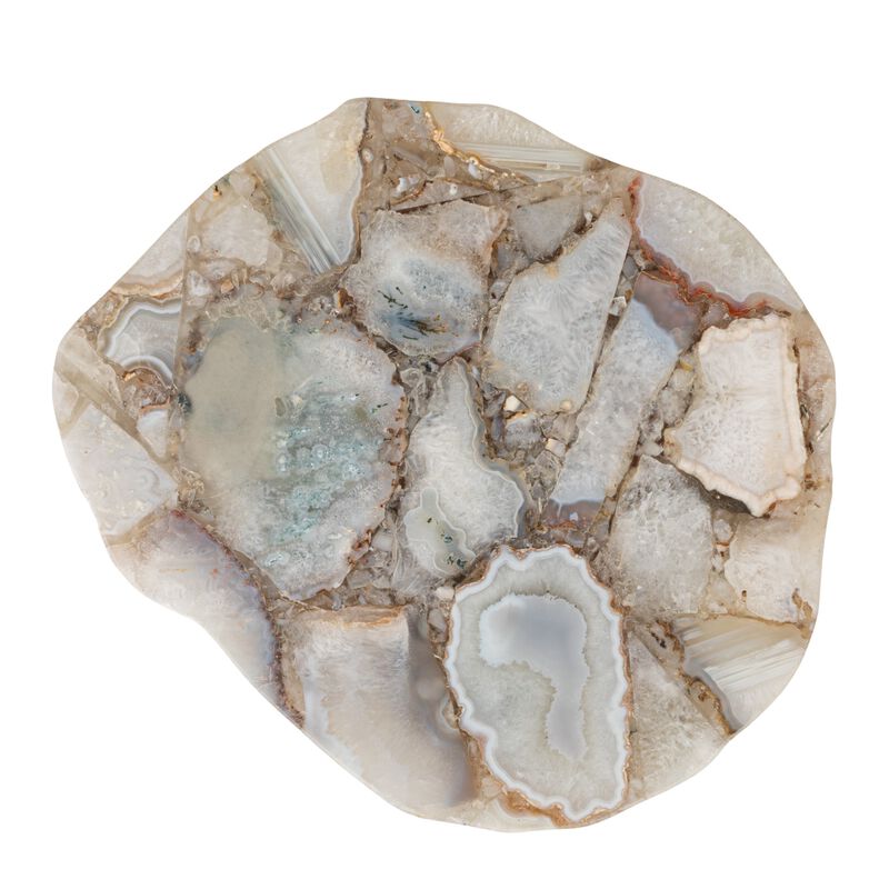 Natural Agate and White Marble Pedestal Drink Table with Gold Post image number 5