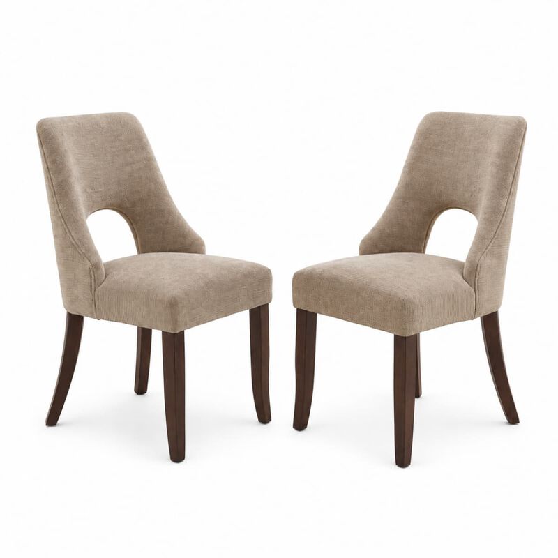 Set of 2 dining chair , Upholstered chenille dining chairs with tufted back, Modern dining room chairs with curved solid wood legs image number 0