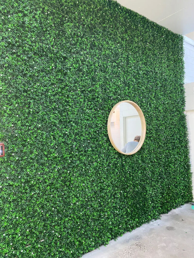 Slimline Flowering White Artificial Green Wall Disc UV Resistant 40" (White Frame Wall Art) image number 6