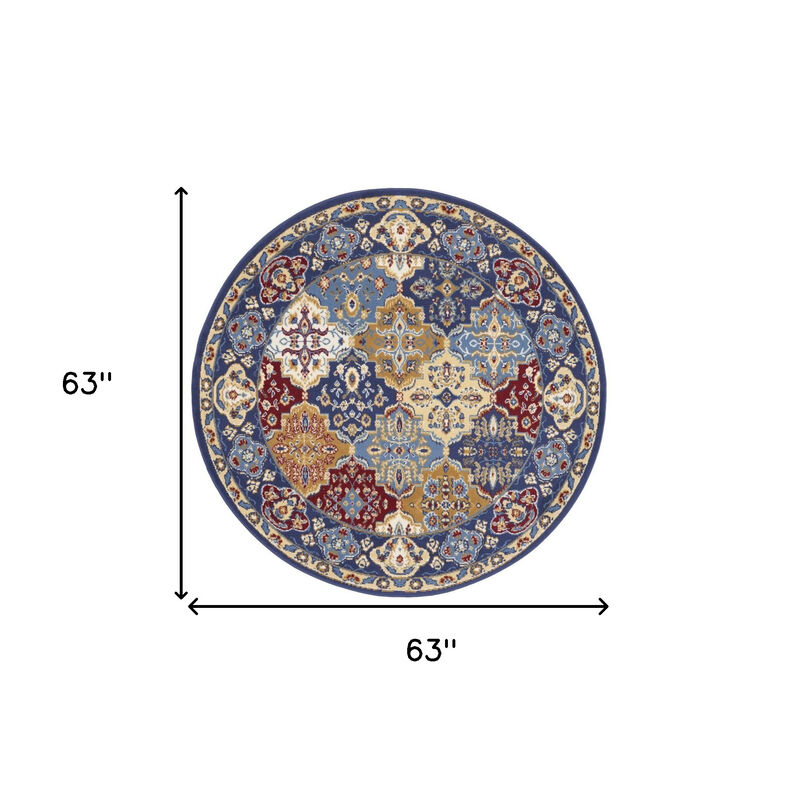 HomeRoots Ogee Distressed Non Skid Round Rug image number 2