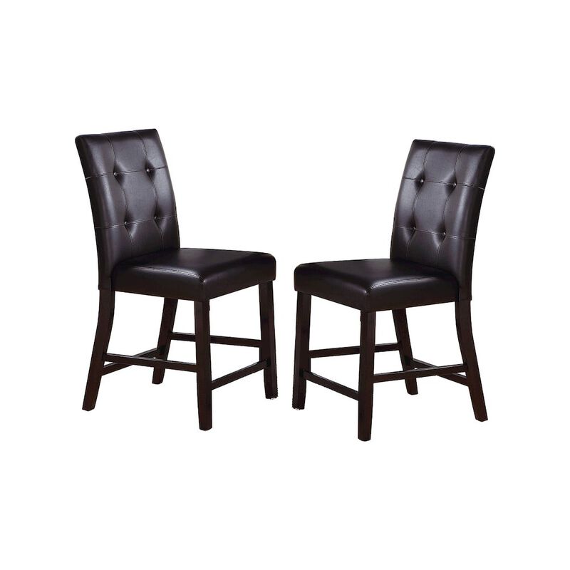 Leroux Upholstered Counter Height Chairs in Espresso Finish, Set of 2 image number 1