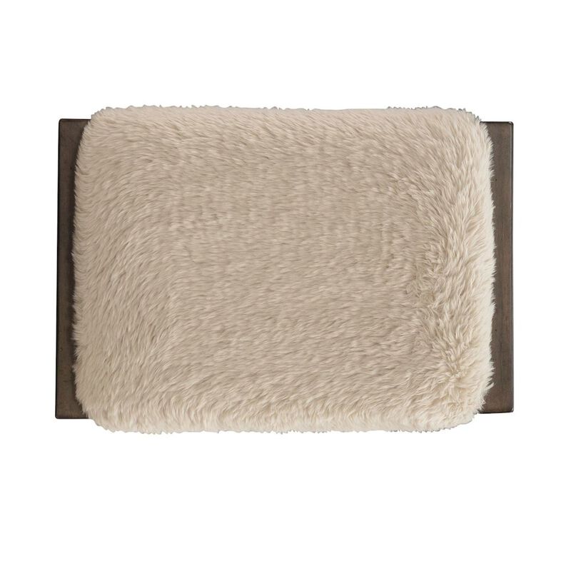 Liberty Furniture Broadmore Upholstered Console Stool - Faux Sheepskin - Cobblestone Brown image number 4