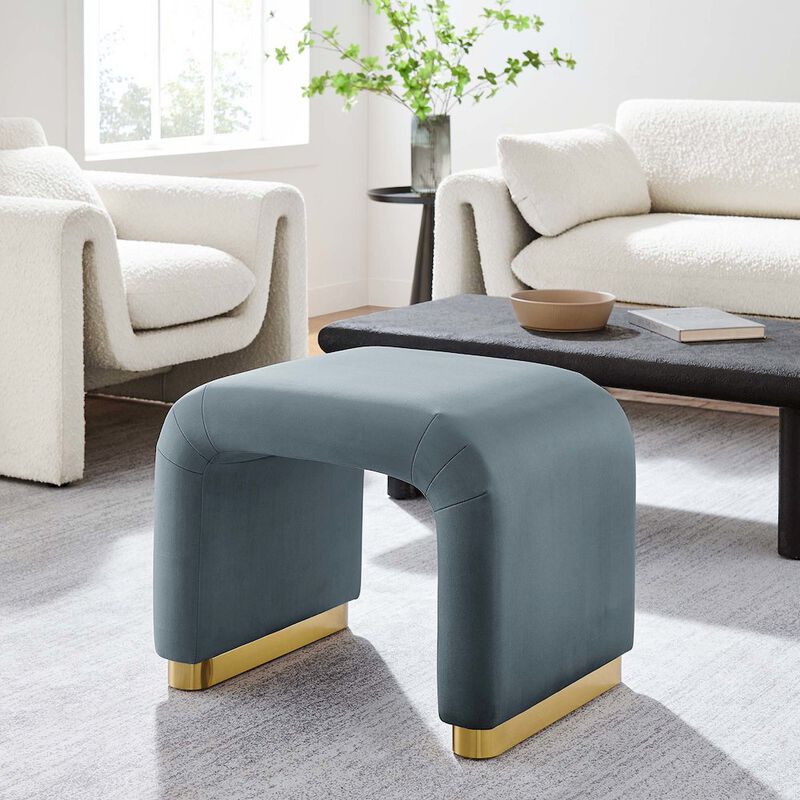 Modway EEI-6733-BRA-CAB Koda Performance Velvet Waterfall Stool, Brass Cadet Blue image number 9