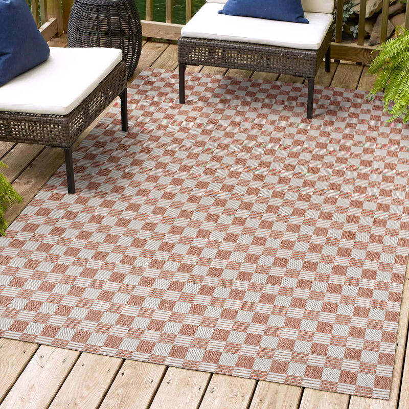 Aimee Traditional Cottage Checkerboard Indoor/Outdoor Area Rug