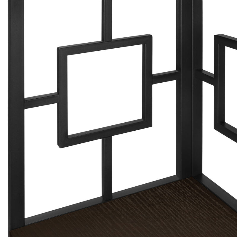 Monarch Specialties I 3612 Bookshelf, Bookcase, Etagere, Corner, 4 Tier, 62"H, Office, Bedroom, Metal, Laminate, Brown, Black, Contemporary, Modern