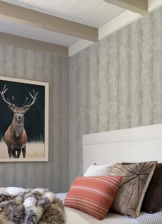 Flint Light Grey Wood Wallpaper