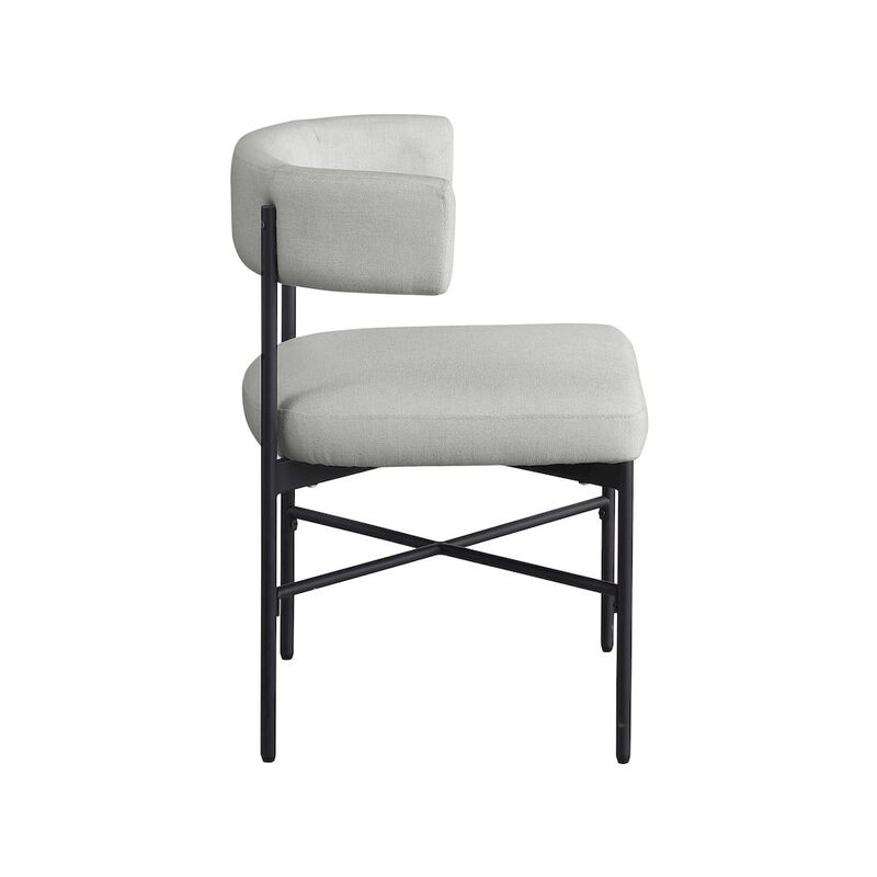 Meridian Furniture Rivage Light Grey Durable Linen Textured Fabric Dining Chair, Set of 2