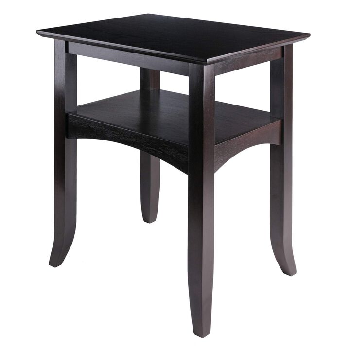 Ergode Wood Camden End Table - Coffee Finish, Solid Wood Construction, Stylish Flared Legs, Lower Shelf for Storage, Easy Assembly - 22.4"W x 17.3"D x 25.9"H